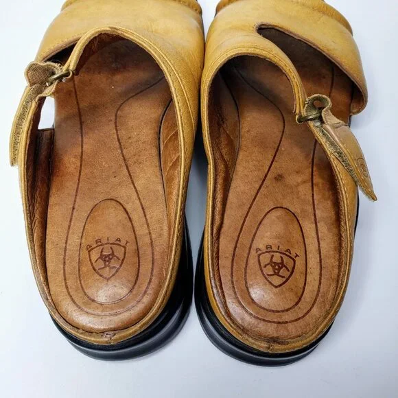 Ariat Distressed Leather Two Strap Slide On Sandals 6B - Picture 7 of 11